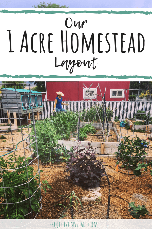 Our 1 acre homestead layout - image for Pinterest.