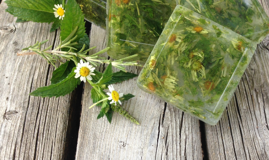 This easy to make soap uses dried herbs from the garden!