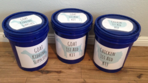 Use 5 gallon buckets to store your animal first aid supplies!