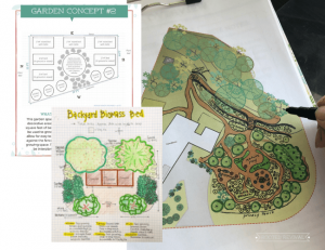 Three images feature different landscape garden designs