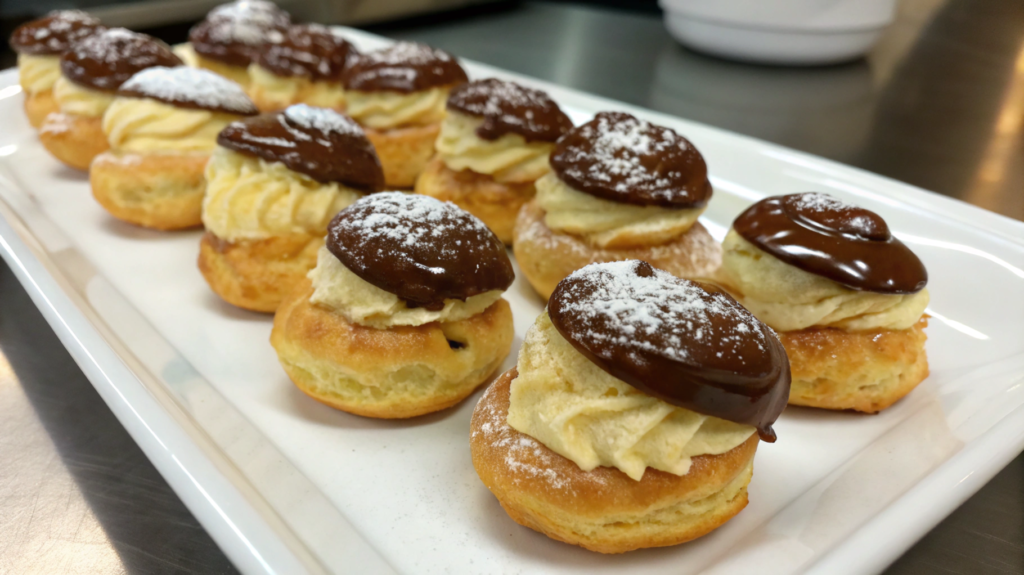 Mini éclairs and profiteroles