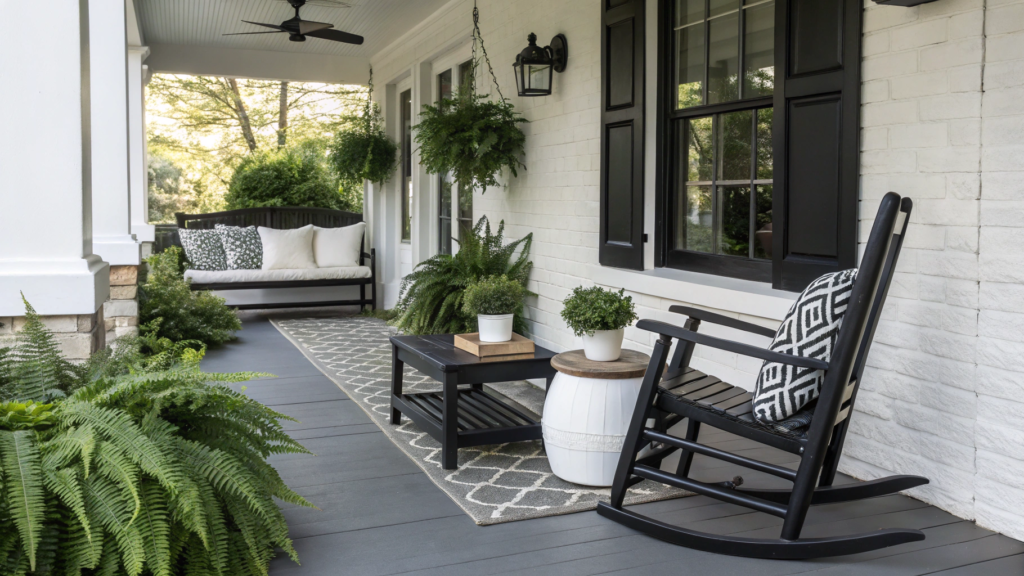 Black and White Spring Porch Decor for a Modern Look