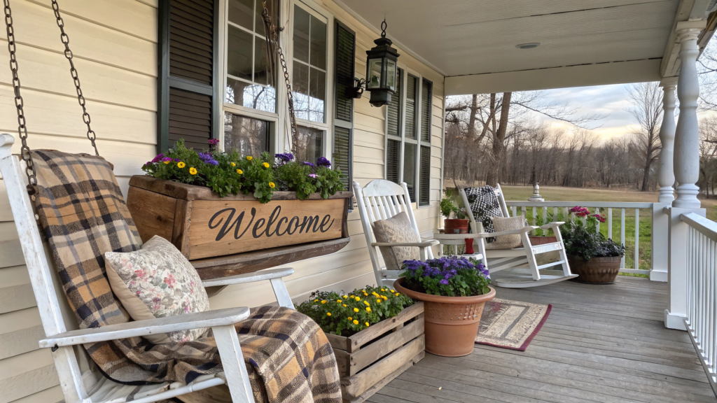 Cozy Country Porch Ideas with Early Spring Accents