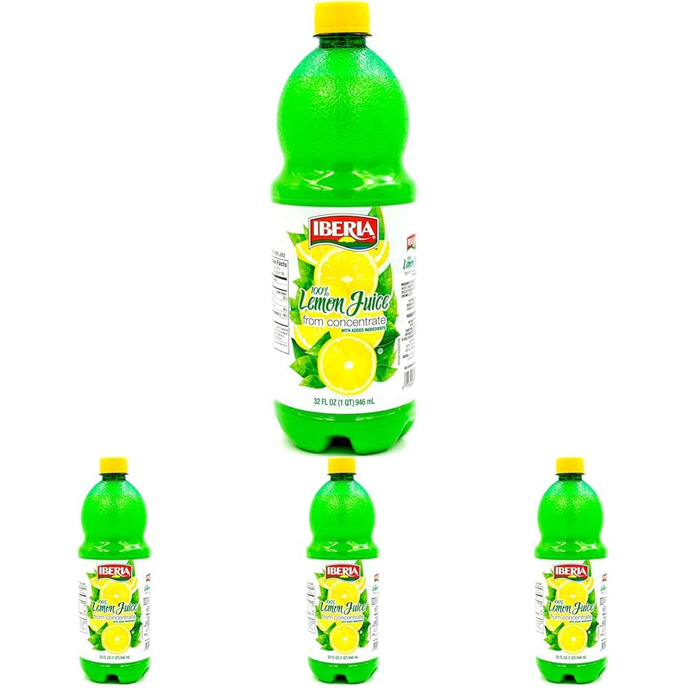 Iberia 100% Lemon Juice from Concentrate, 32 fl oz (Pack of 4)