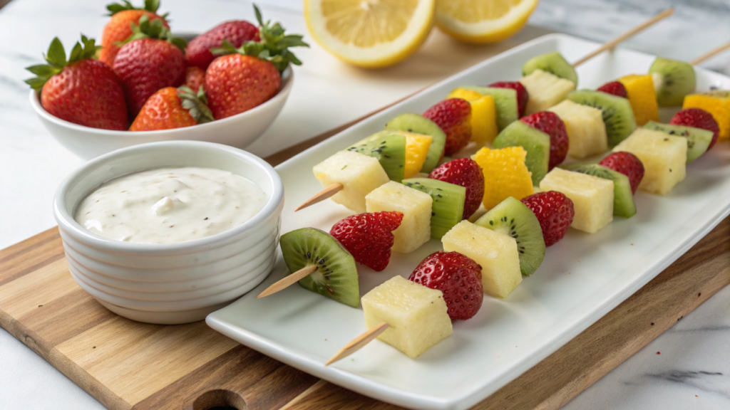 Fruit Skewers with Honey Yogurt