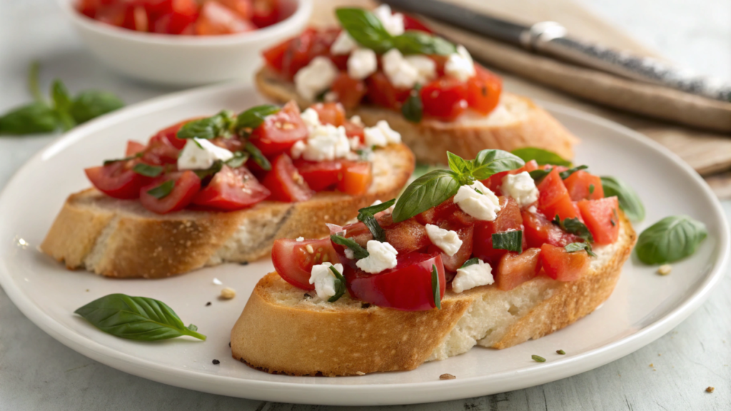 Vegetarian bruschetta with holiday flavor