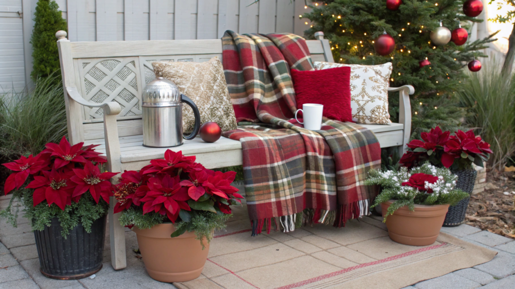 Festive Garden Bench Decor