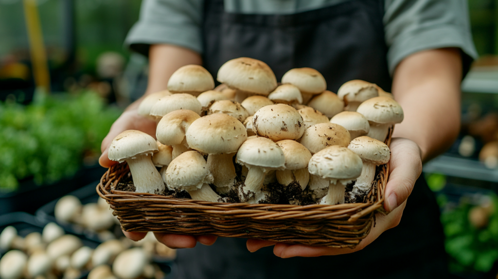 Mushrooms in a greenhose