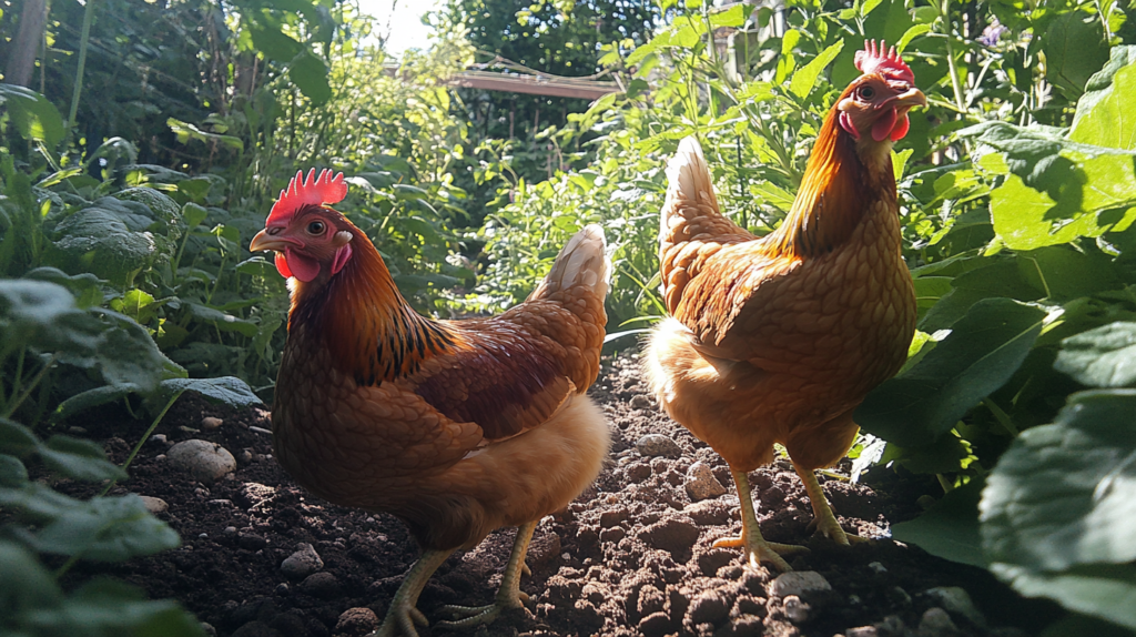 Chickens in the garden