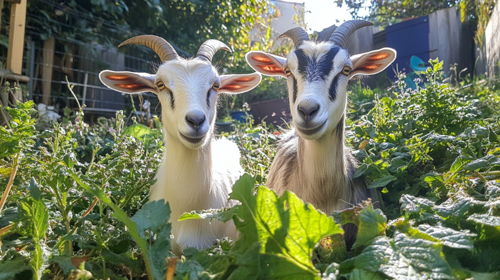 Goats in the garden