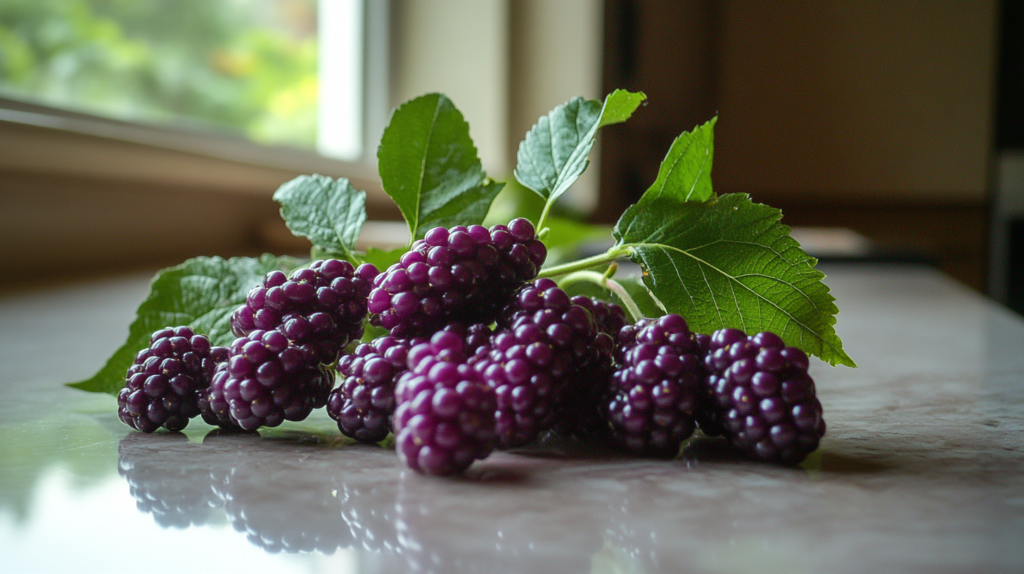 Beautyberries on a table