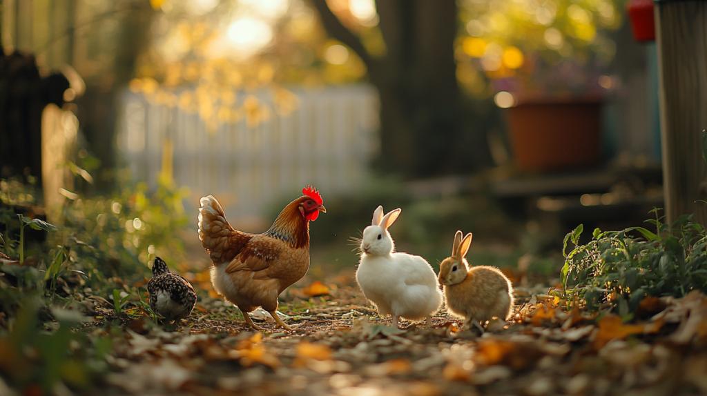 Chicken and rabbit together