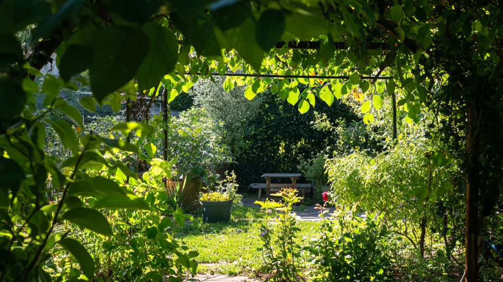 Living shade made of climbing plants