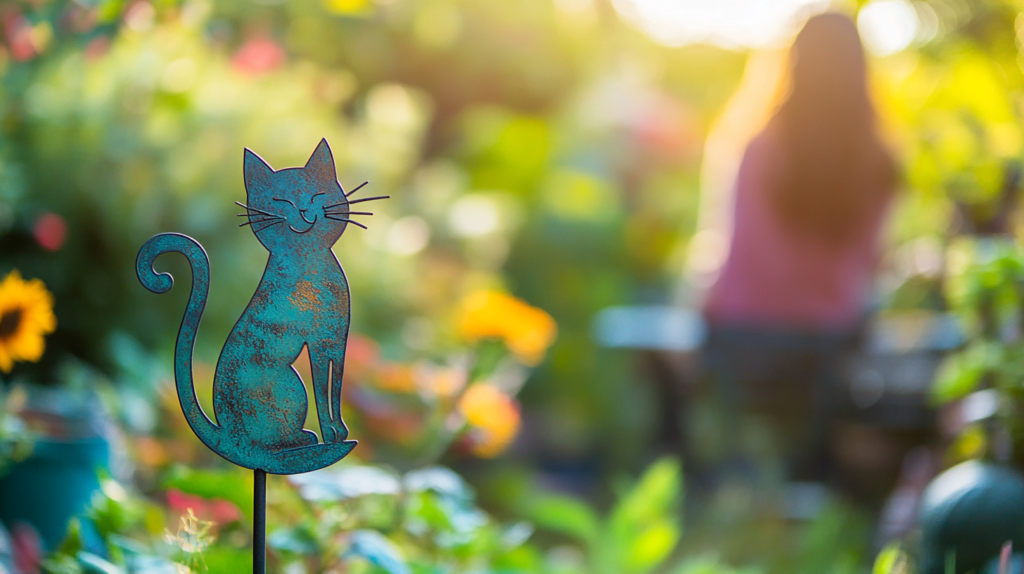 Decorative garden stake in a shape of a cat