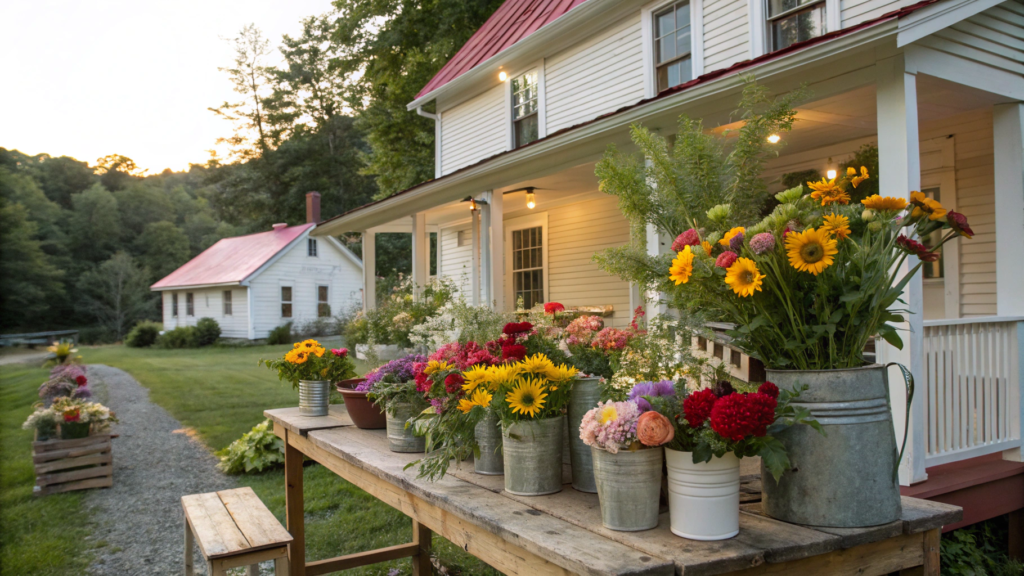 Farmhouse Front Porch Flower Bar