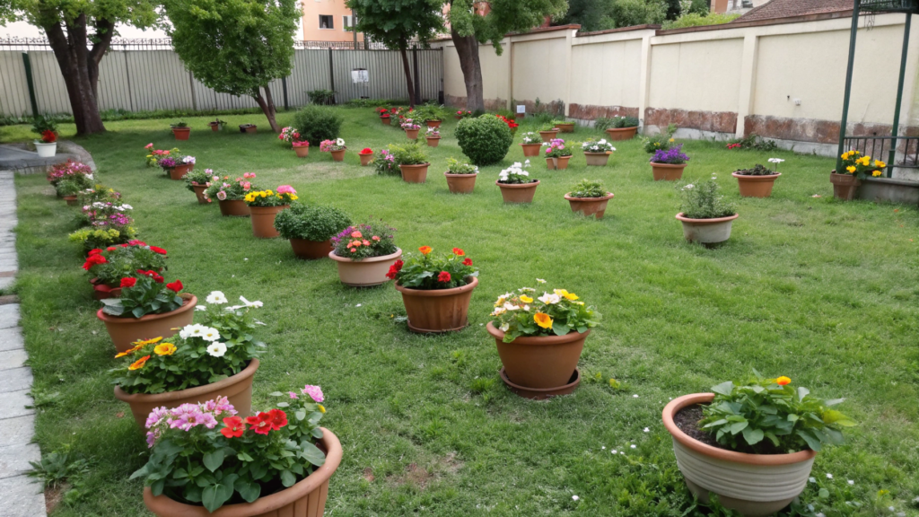 Flower Pots and Lawn Space 