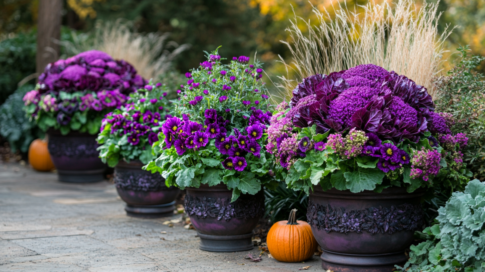 Seasonal planters and ornamental cabbages