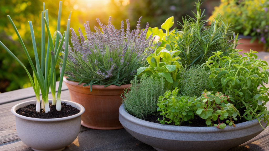 Herbs in container