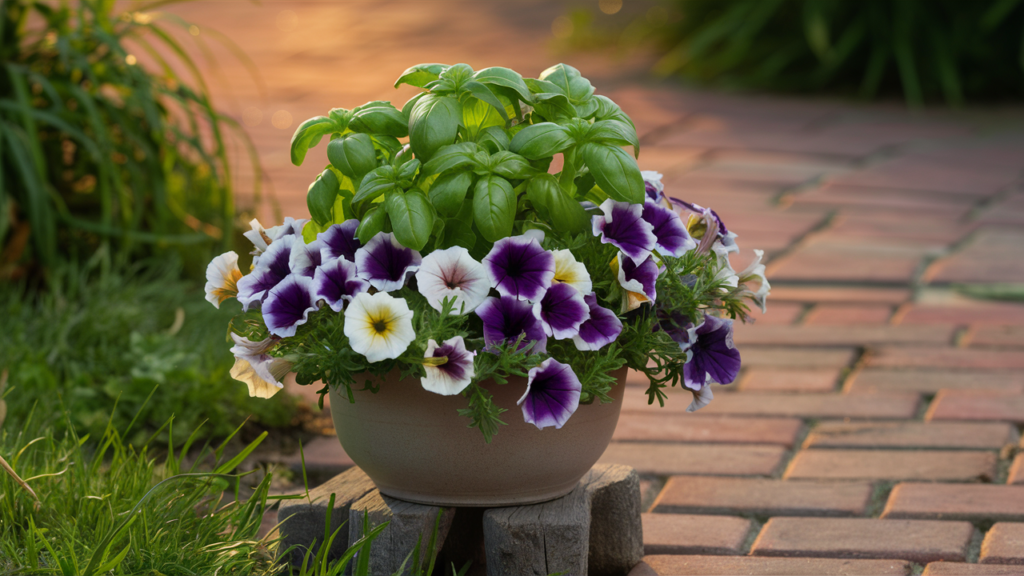 Growing herbs and flowers in containers