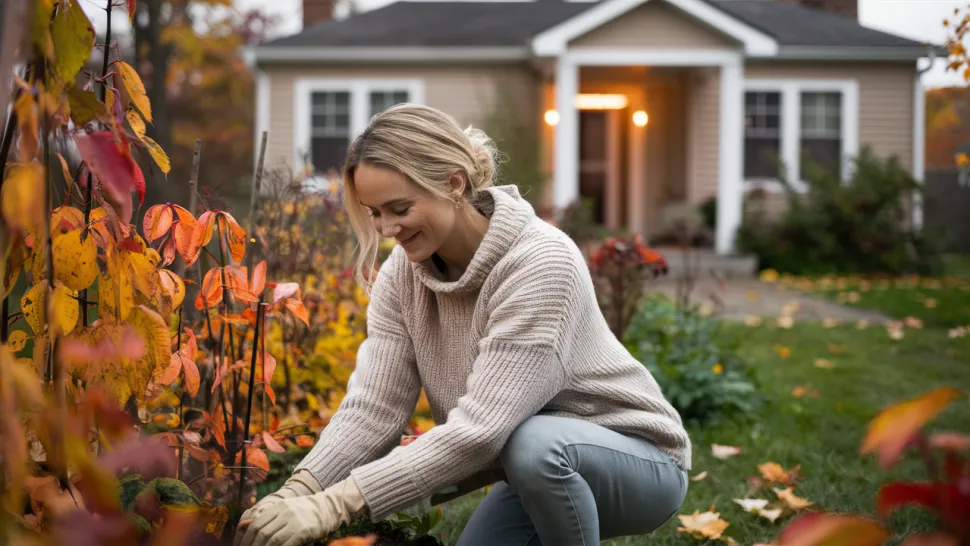 A girl takes care of the garden