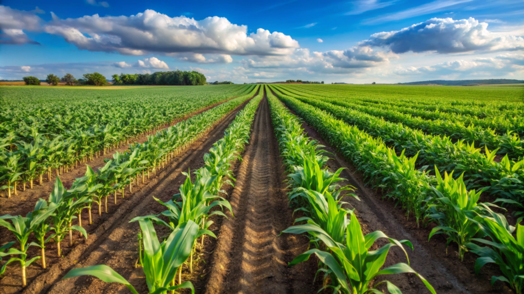 Corn growing in a field