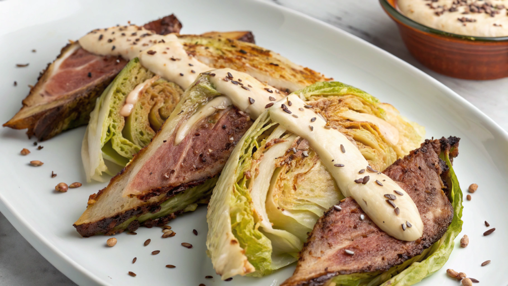 Cabbage Steaks with Tahini Drizzle