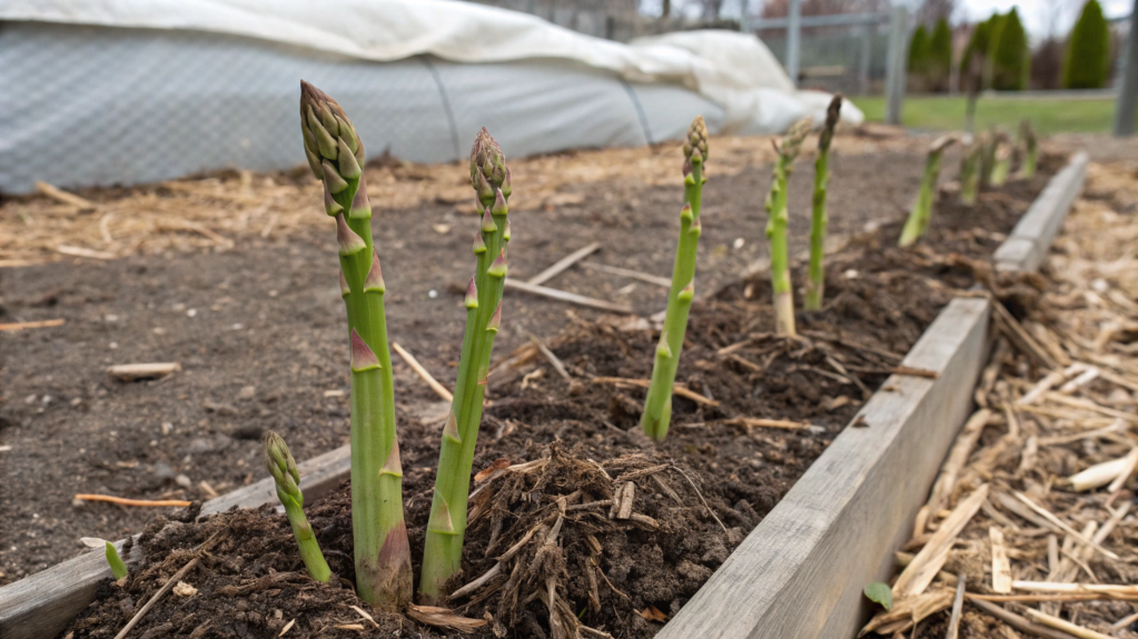 Protecting asparagus crowns from frosts