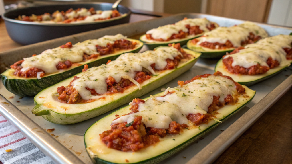 Turkey zucchini boats