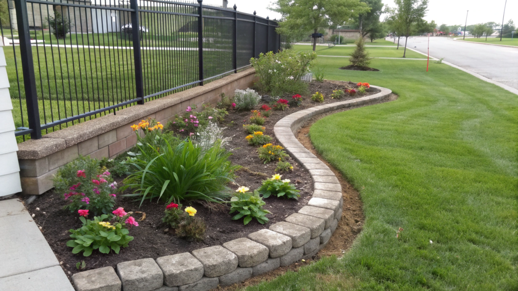 Curved Corner Bed for Awkward Lawn Edges