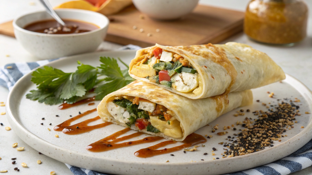 Egg White Pancake Burrito with Hot Honey Drizzle