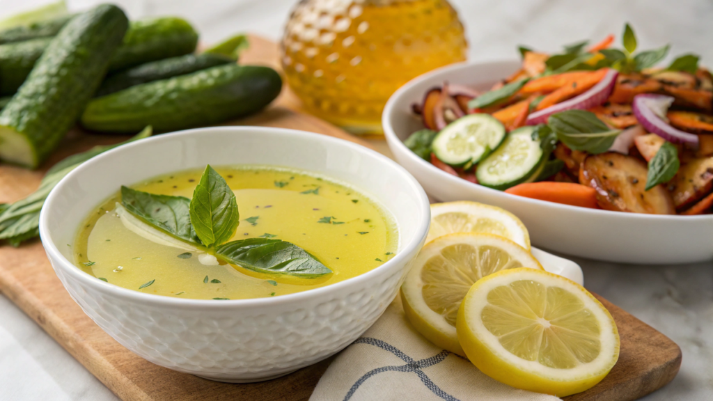 Lemon basil vinaigrette with honey and Dijon
