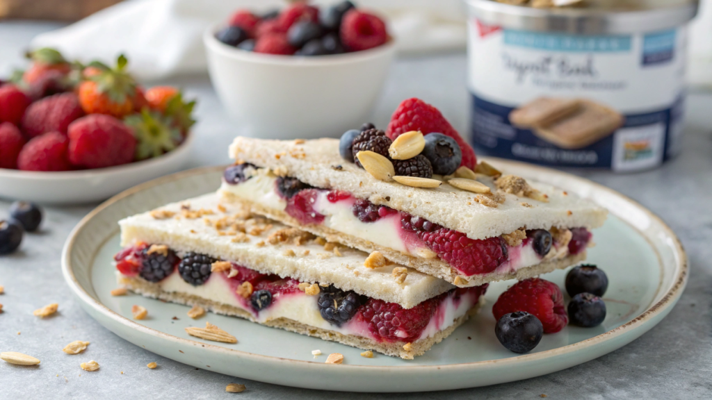 Frozen Yogurt Bark Breakfast Sandwiches