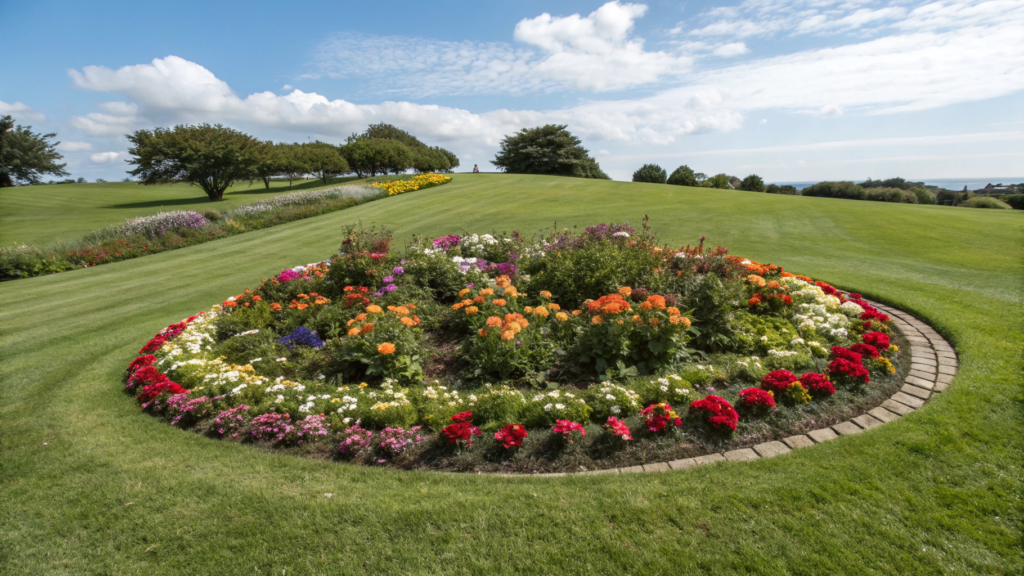 Island Bed with 360° Flower View in the Center of Lawn