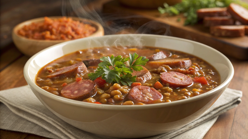 Kielbasa and Lentil Soup with Smoked Paprika