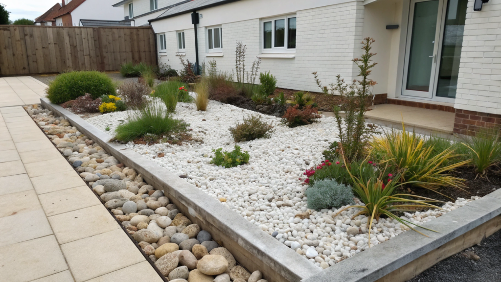 Minimalist Gravel + Flower Combo Bed for Low Maintenance
