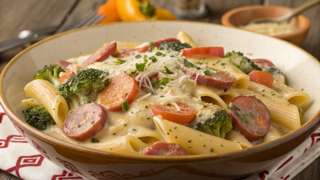 Creamy Kielbasa Pasta with Parmesan