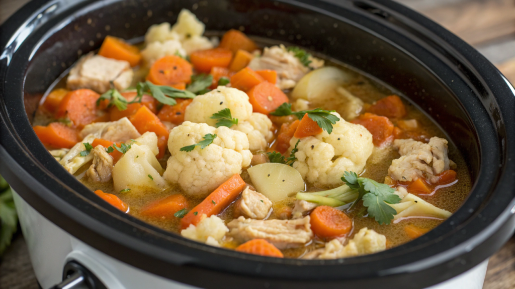 Crockpot Chicken Stew with Cauliflower and Carrots