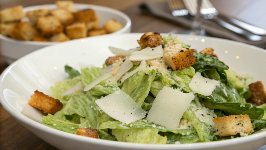 Low-calorie Caesar salad with Greek yogurt dressing