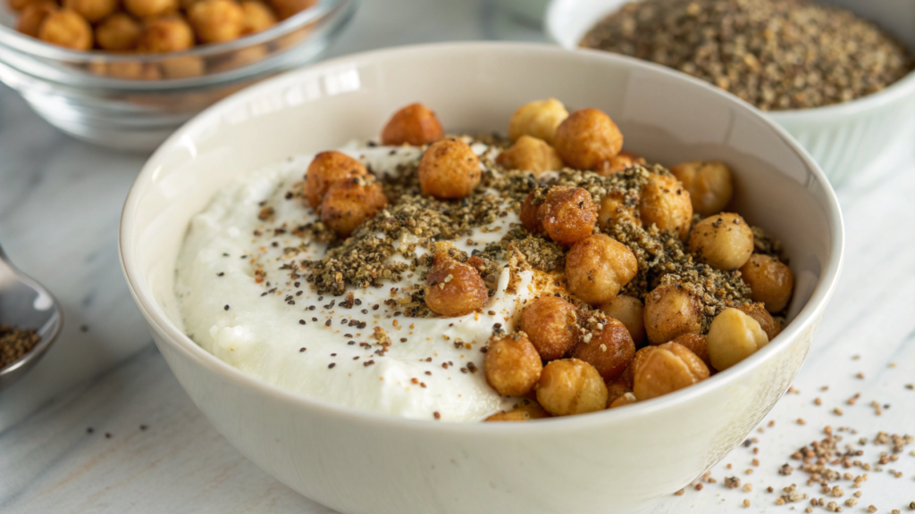 Savory Greek Yogurt Bowl with Crispy Chickpeas & Za’atar