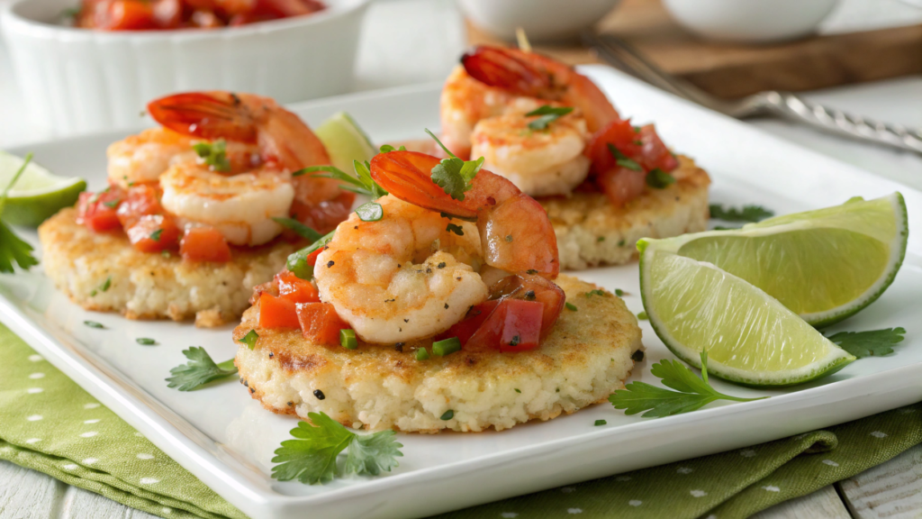 Chili-Lime Shrimp on Coconut Rice Cakes for Summer Dinner