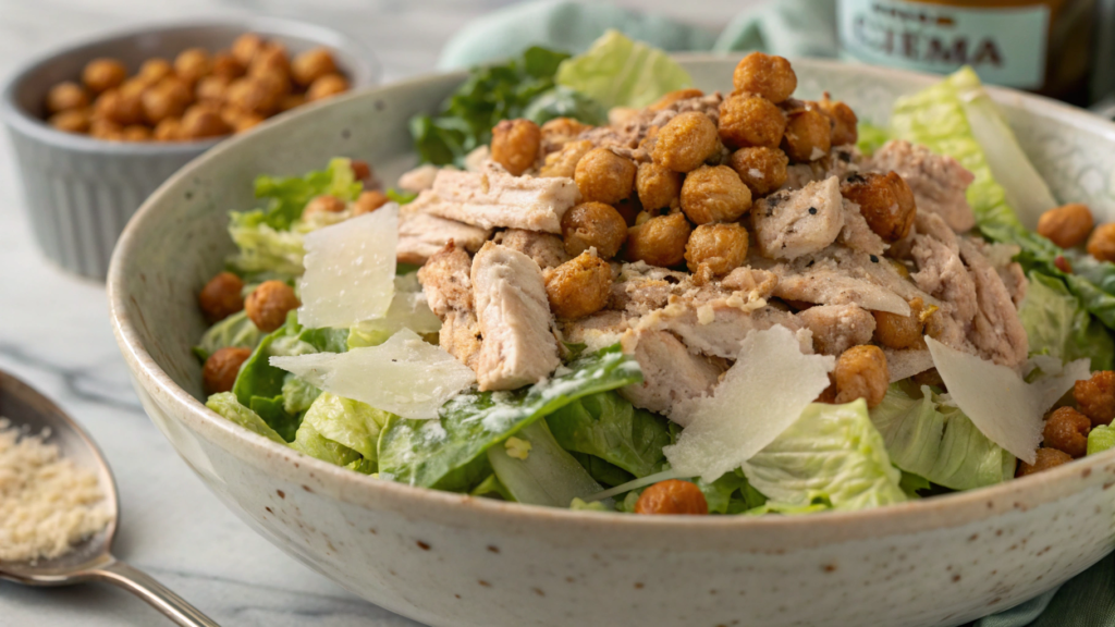 Tuna Caesar salad with crispy chickpeas