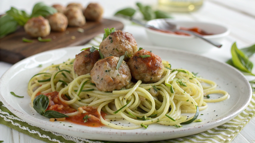 Zucchini Noodles with Turkey Meatballs