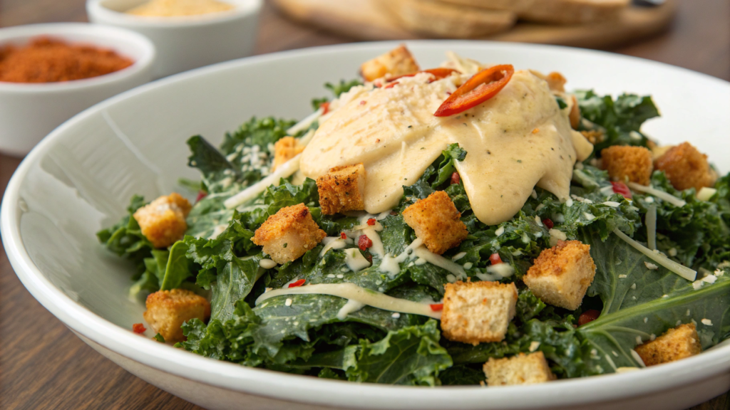 Kale Caesar with spicy cashew dressing