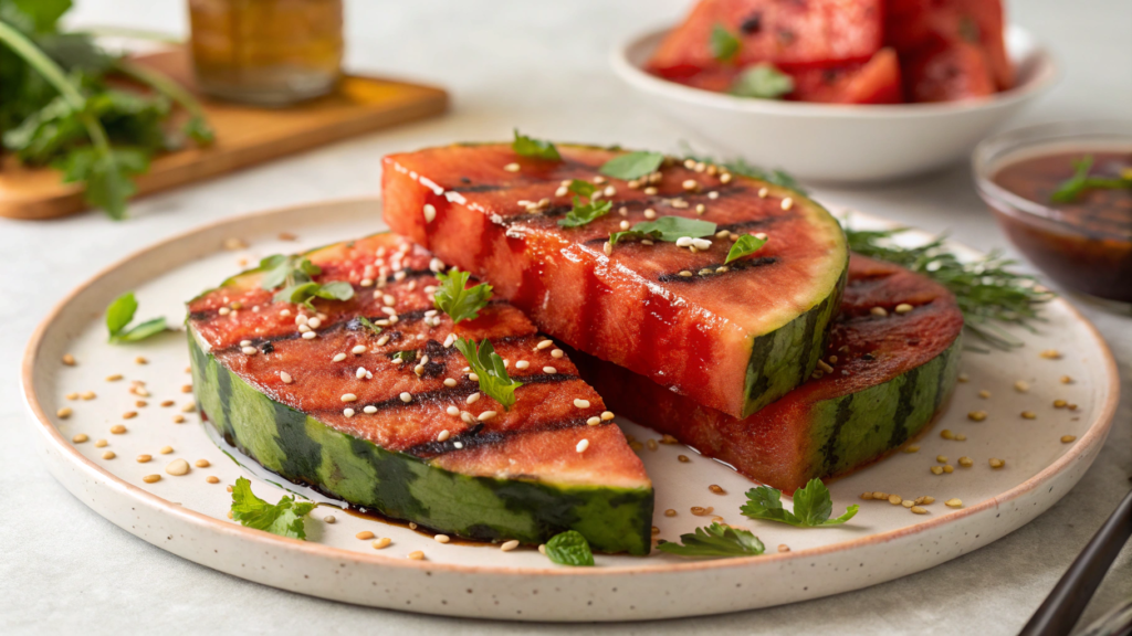 Seared Watermelon Steaks with Miso Glaze for Summer Dinner