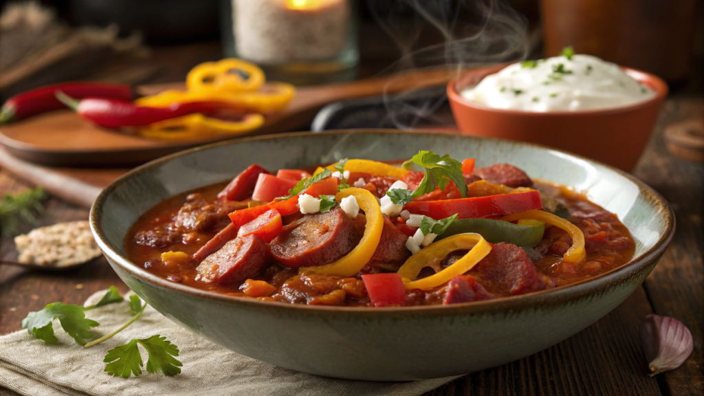 Kielbasa Chili with Bell Peppers