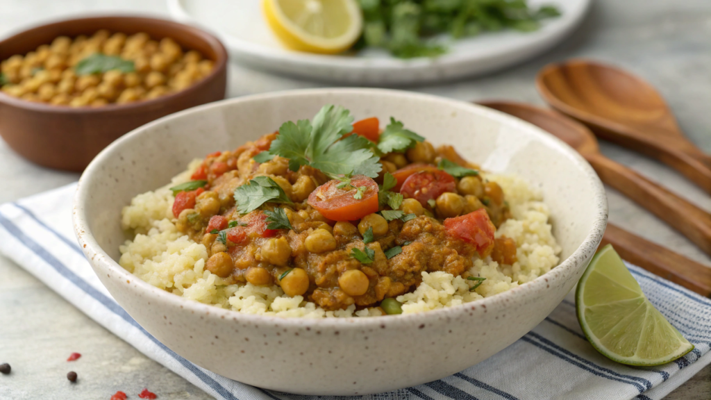 Lentil curry with cauliflower rice