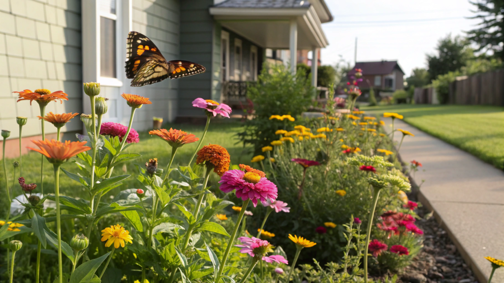 Butterfly-Friendly Bed for Full-Sun Front Lawns