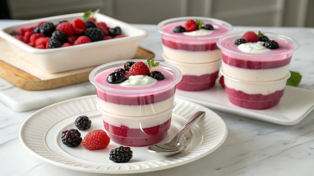 Collagen Berry Jello Cups with Yogurt Topping