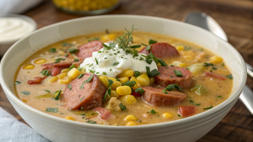 Creamy Kielbasa and Corn Chowder