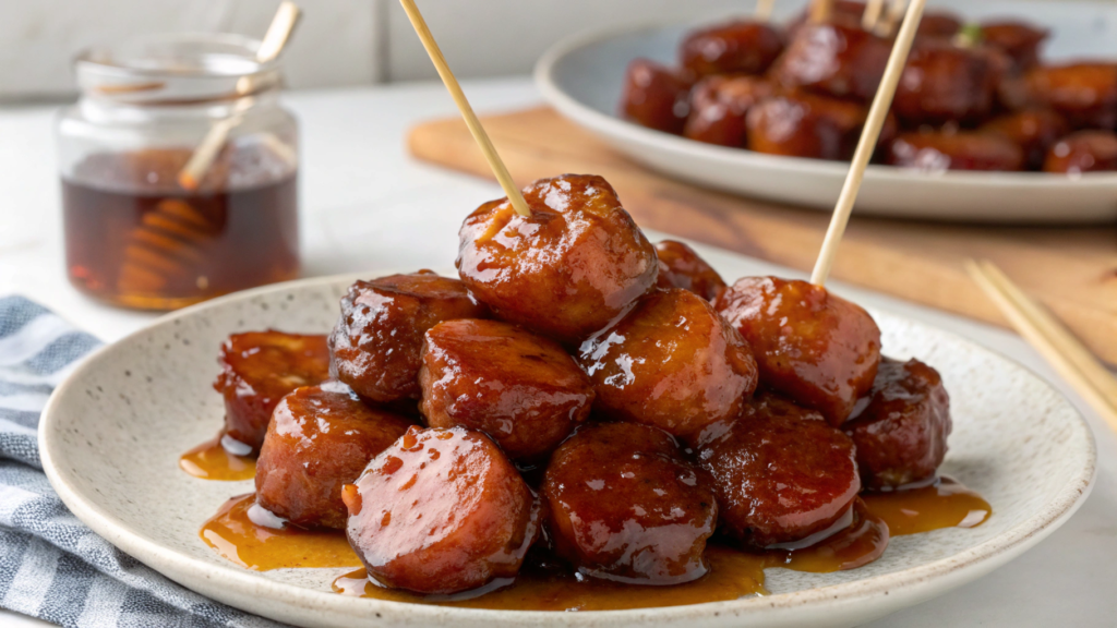 BBQ Kielbasa Bites with Honey Glaze